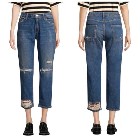 Current/Elliott The Repaired Fling Distressed Crop Jeans size 26, New with Tag - Picture 2 of 16